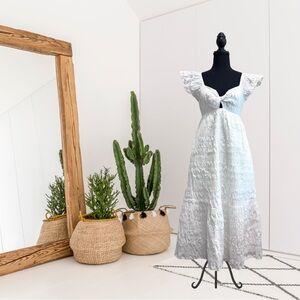 Universal Thread Flutter Sleeve Twist Front Smocked MIDI Dress